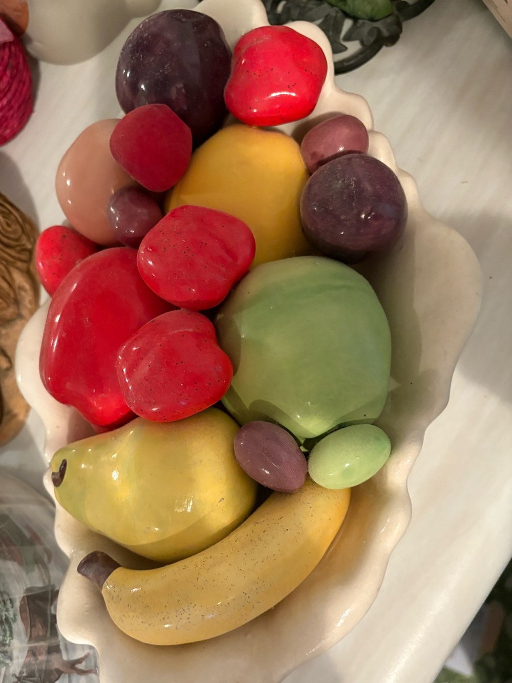 Vintage Decorative Ceramic Fruit Bowl - Red, Green, Yellow Accents